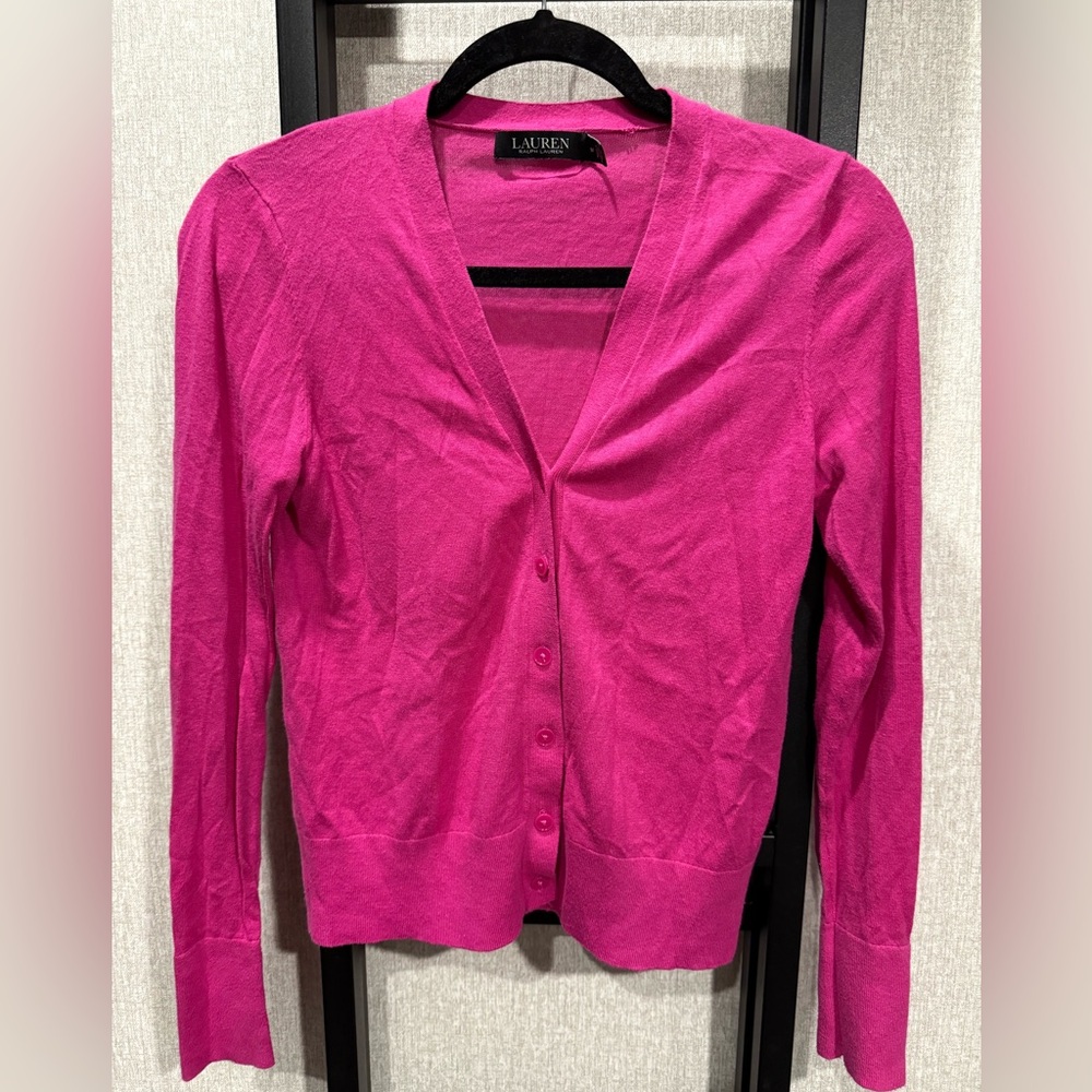 RALPH LAUREN pink cardigan size medium
